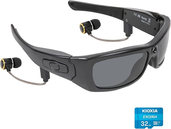 Camera Sunglasses | Full HD 1080P Bluetooth Smart Glasses with UV-Protection Polarized Lenses (32GB TF Card Included)