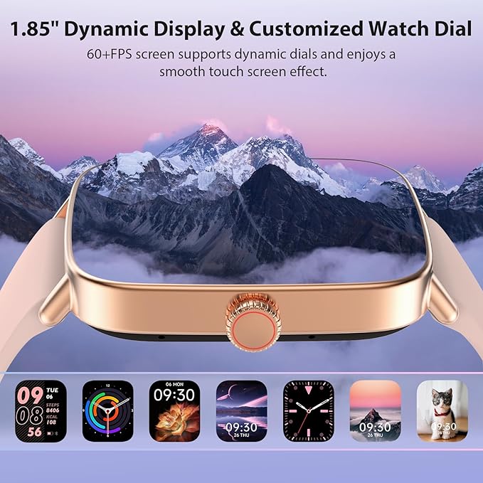 Smart Watch for Women (Answer/Make Calls) | 1.85” HD Display Fitness Tracker with Bluetooth 5.3 | Heart Rate, Sleep & SpO₂ Monitor | 110+ Sports Modes | IP68 Waterproof Smartwatch for Android & iOS