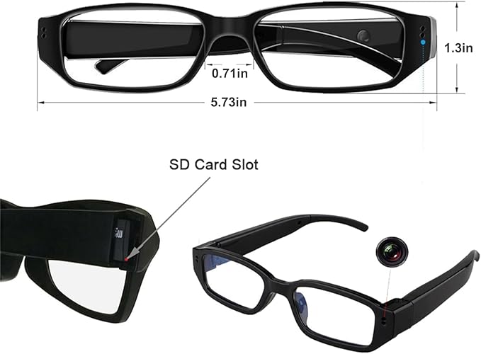 Spy Camera Glasses | Full HD 1080P Hidden Camera Eyewear with Video Recorder, Supports Up to 32GB TF Card | Portable Digital Camcorder for Indoor & Outdoor Use