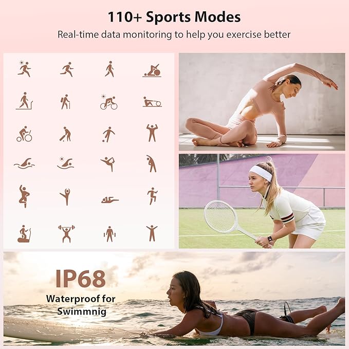 Smart Watch for Women (Answer/Make Calls) | 1.85” HD Display Fitness Tracker with Bluetooth 5.3 | Heart Rate, Sleep & SpO₂ Monitor | 110+ Sports Modes | IP68 Waterproof Smartwatch for Android & iOS