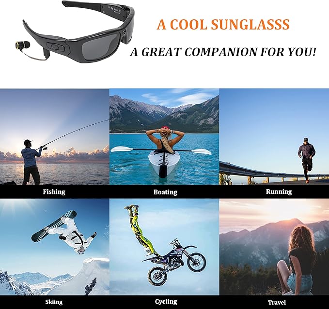 Camera Sunglasses | Full HD 1080P Bluetooth Smart Glasses with UV-Protection Polarized Lenses (32GB TF Card Included)